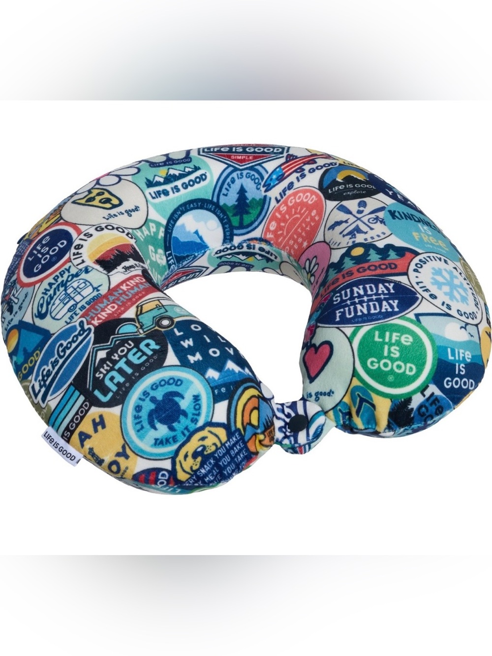 Life is Good Memory Foam Travel Soft Supportive Travel Stickers Neck Pillow